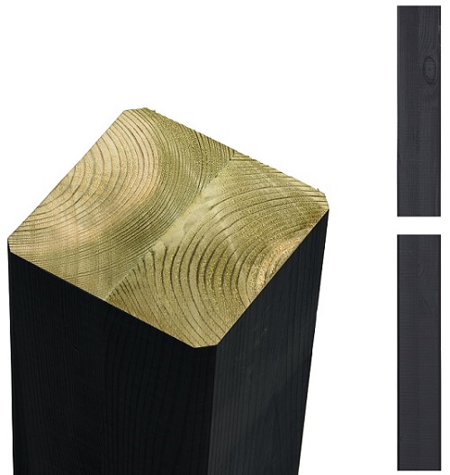 Limtræsstolpe 9x9x369cm - sort